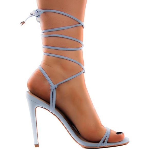 Steve Madden Womens Limelight Blue Suede Leg Ties Dress Heels Shoes NWT - Picture 3 of 3